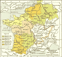 Le royaume Franc à la mort de Clovis en 511