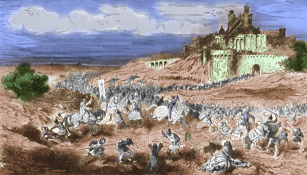 La prise de Bézier par les croisés durant la croisade des Albigeois - Paul Lehugeur - XIX siècle.